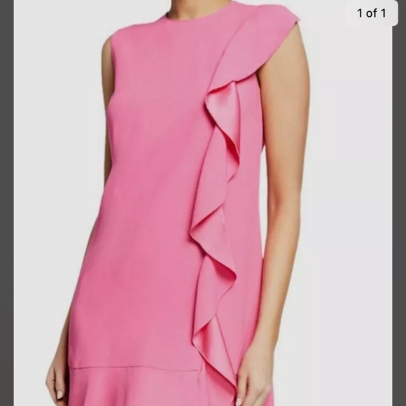 Red Valentino Pink Envers Sleeveless Crepe Ruffle Shift Dress EU 42 $1998 - Picture 2 of 12